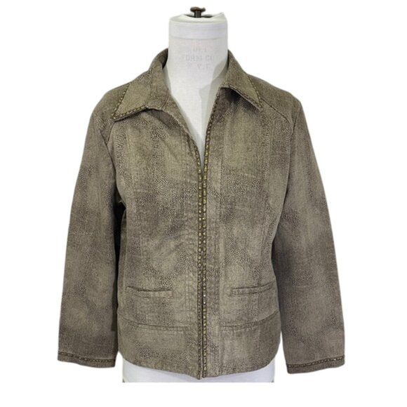 Chico's Jacket Size 2 (12) Stretch Embellished - Picture 1 of 13